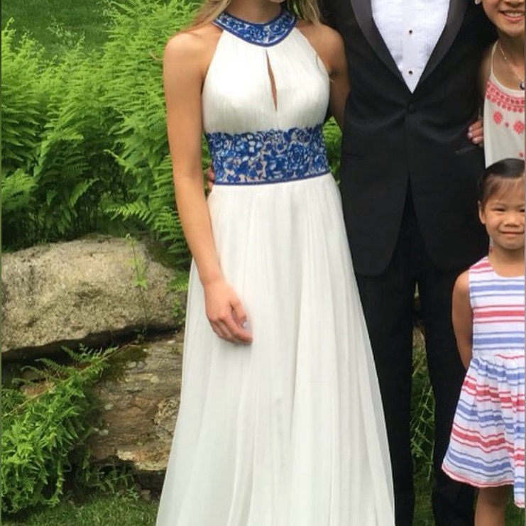 Sherri Hill White And Blue Prom Dress